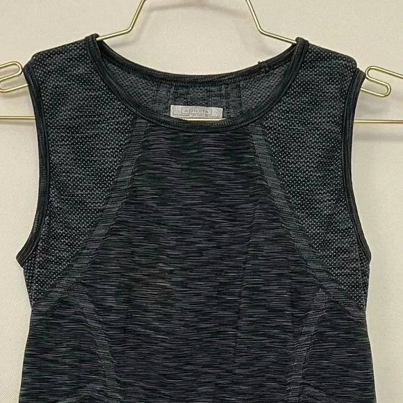 Athleta Fastest Track Size XS Black Space Dye Ruched Muscle Tank Seamless Top - Picture 4 of 8